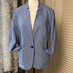 Willow & Thread Blazer Sz 14 Tailored Blue & White Striped Jacket Lined Women's